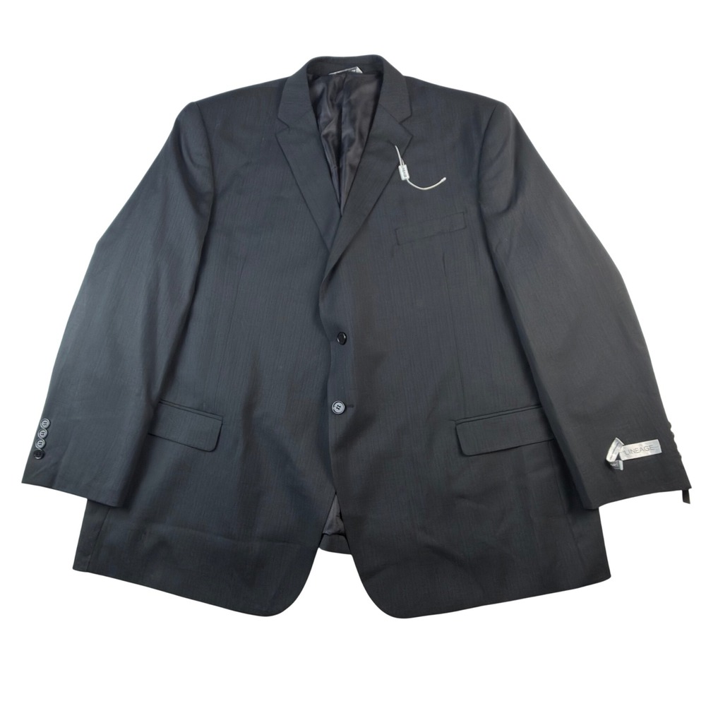 Lineage Performance Stretch Suit Jacket Black Pinstripe 52R 3302-01 Blazer NEW